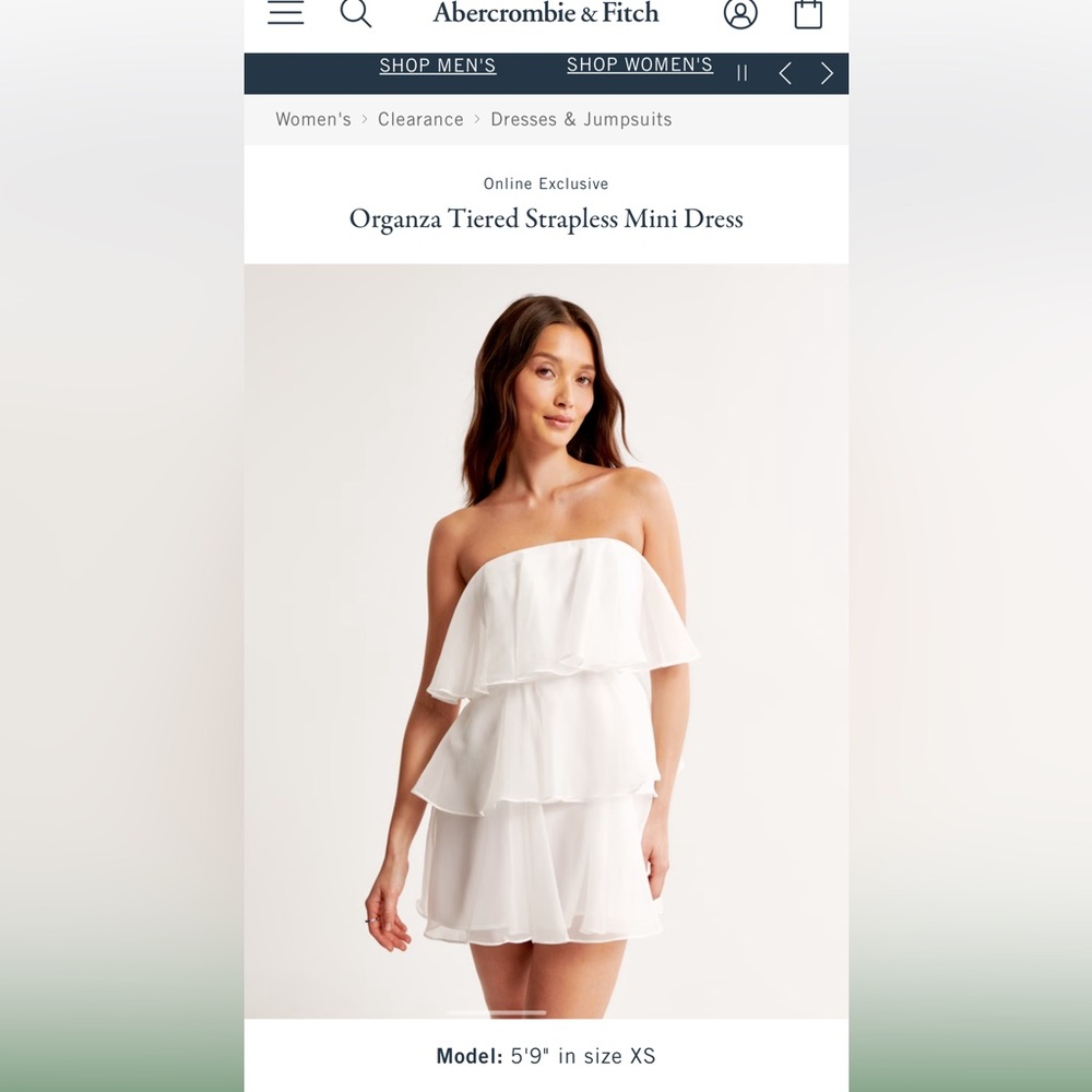 Abercrombie & Fitch White Organza Tiered strapless midi dress